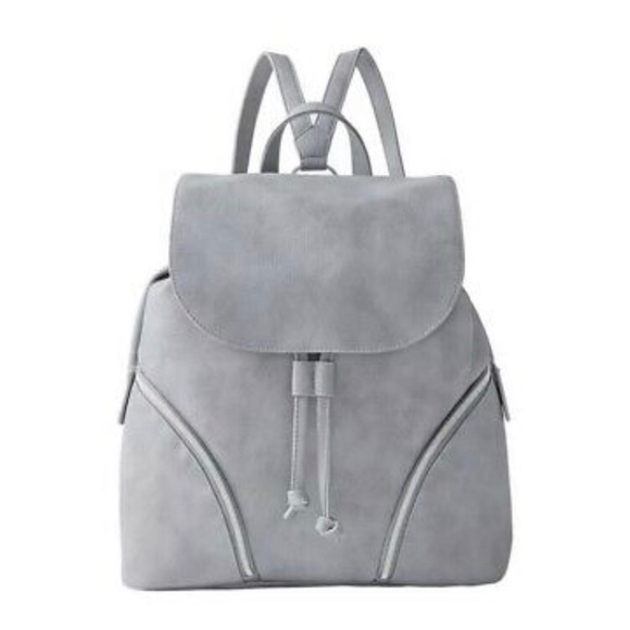 grey faux leather backpack